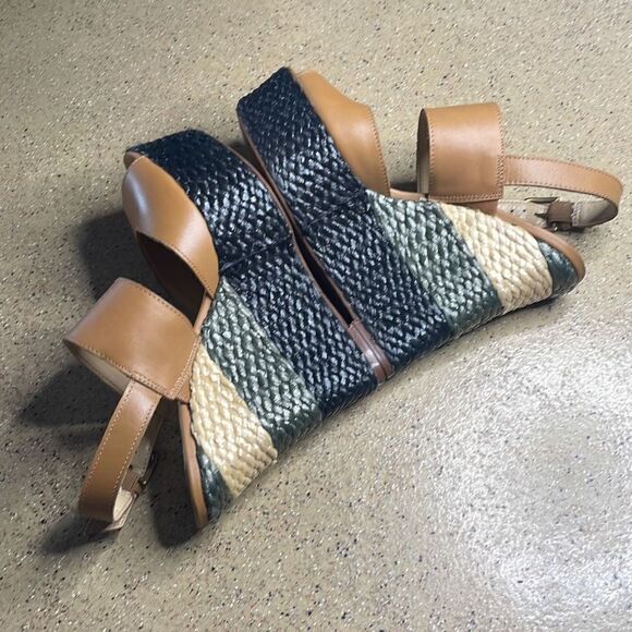 Nine West Unstopable Leather and Grass Wrapped Wedge Sandals 7 - Picture 3 of 12